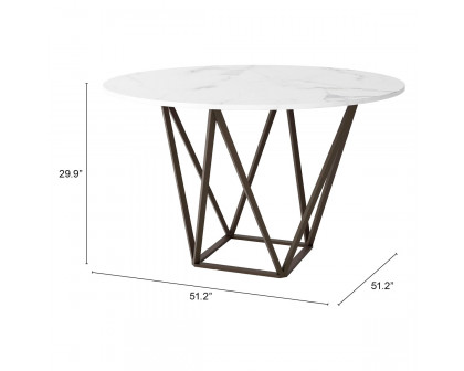 ZUO - Tintern Dining Table in White/Antique Brass/Dark Brown