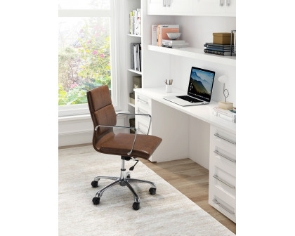 ZUO Ithaca Office Chair - Vintage Brown/Silver