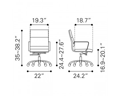 ZUO Ithaca Office Chair - Vintage Brown/Silver