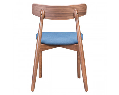 ZUO Newman Dining Chair (Set Of 2) - Walnut/Ink Blue