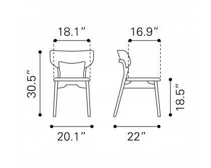 ZUO - Russell Dining Chair (Set Of 2) in Walnut/Light Gray