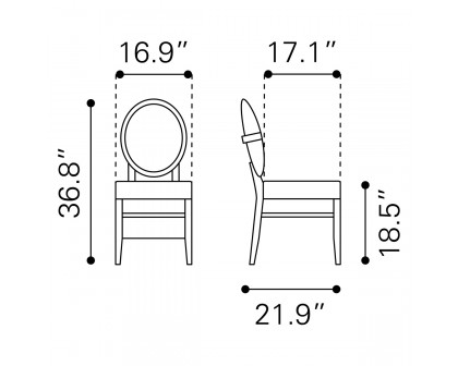 ZUO - Regents Dining Chair (Set Of 2) in Walnut/Light Gray