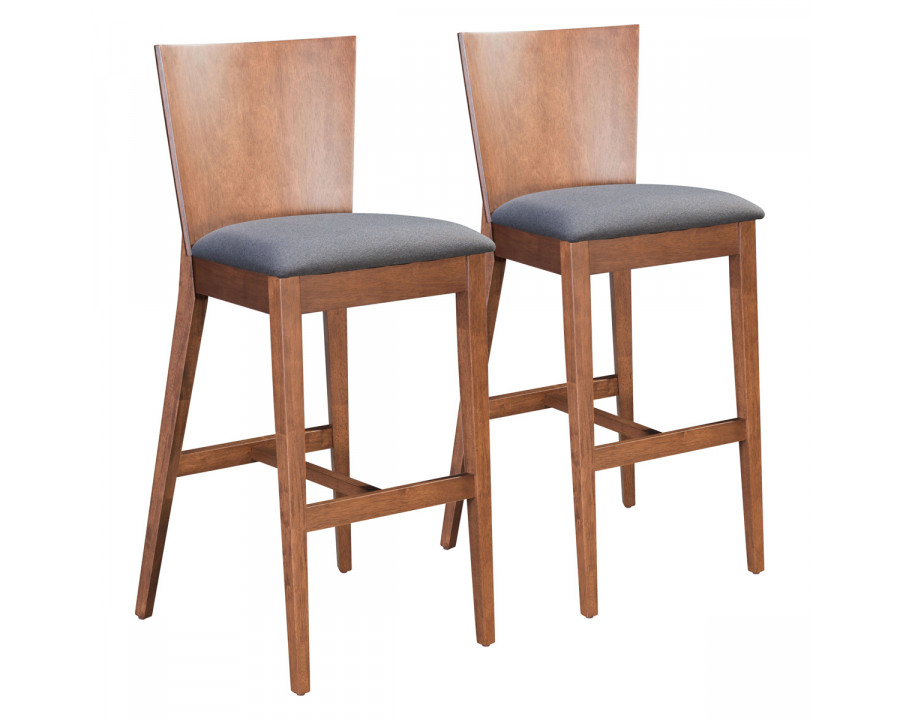 ZUO - Ambrose Bar Chair (Set Of 2) in Walnut/Dark Gray