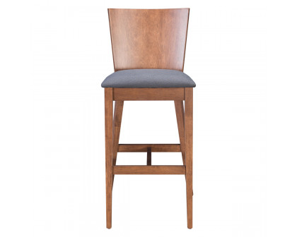 ZUO - Ambrose Bar Chair (Set Of 2) in Walnut/Dark Gray