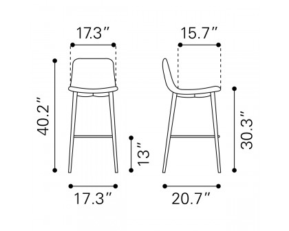 ZUO Tangiers Bar Chair Set - Taupe/Black