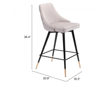 ZUO Piccolo Counter Chair - Gray/Black/Gold