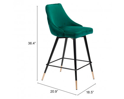 ZUO Piccolo Counter Chair - Green/Black/Gold