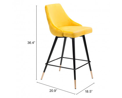 ZUO Piccolo Counter Chair - Yellow/Black/Gold