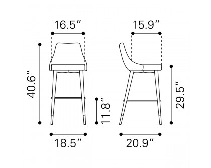 ZUO Piccolo Bar Chair - Gray/Black/Gold