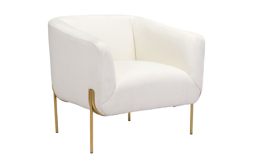 ZUO™ Micaela Arm Chair - Ivory/Gold