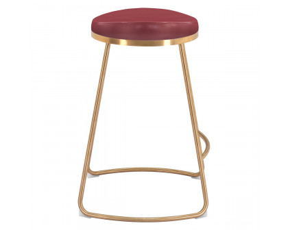 ZUO Bree Counter Stool (Set Of 2) - Burgundy/Gold