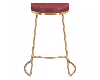 ZUO Bree Counter Stool (Set Of 2) - Burgundy/Gold