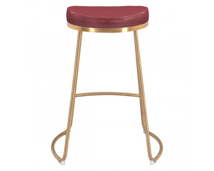 ZUO Bree Counter Stool (Set Of 2) - Burgundy/Gold