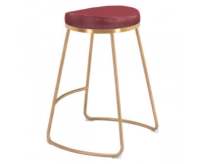 ZUO Bree Counter Stool (Set Of 2) - Burgundy/Gold