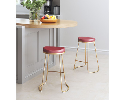 ZUO Bree Counter Stool (Set Of 2) - Burgundy/Gold