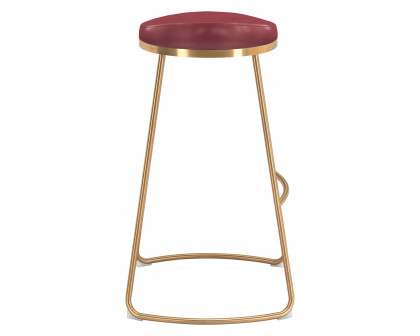 ZUO Bree Barstool (Set Of 2) - Burgundy/Gold