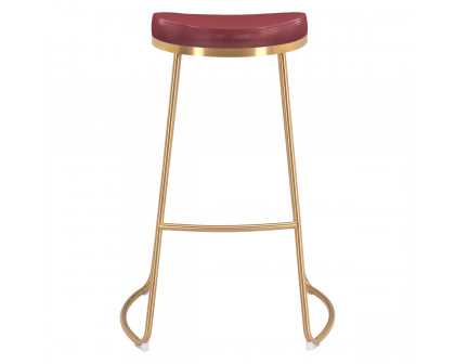 ZUO Bree Barstool (Set Of 2) - Burgundy/Gold