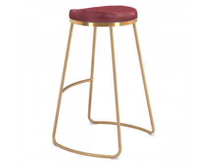 ZUO Bree Barstool (Set Of 2) - Burgundy/Gold