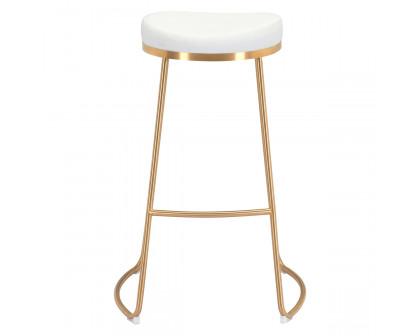 ZUO Bree Barstool (Set Of 2) - White/Gold