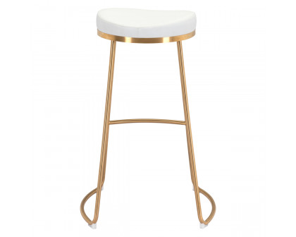 ZUO Bree Barstool (Set Of 2) - White/Gold