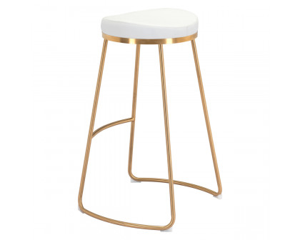 ZUO Bree Barstool (Set Of 2) - White/Gold