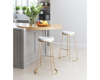 ZUO Bree Barstool (Set Of 2) - White/Gold