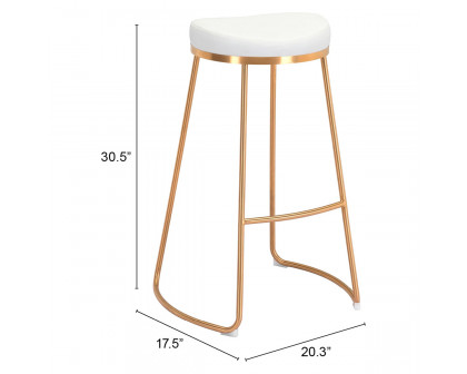 ZUO Bree Barstool (Set Of 2) - White/Gold