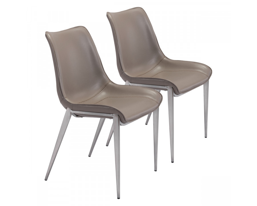 ZUO Magnus Dining Chair (Set Of 2) - Cappuccino/Silver