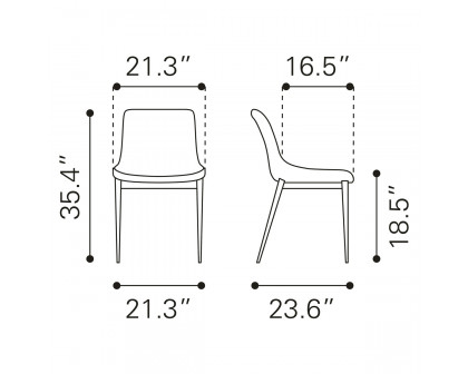 ZUO Magnus Dining Chair (Set Of 2) - Cappuccino/Silver