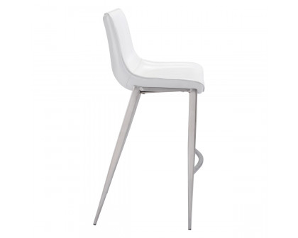 ZUO Magnus Bar Chair (Set Of 2) - White/Silver