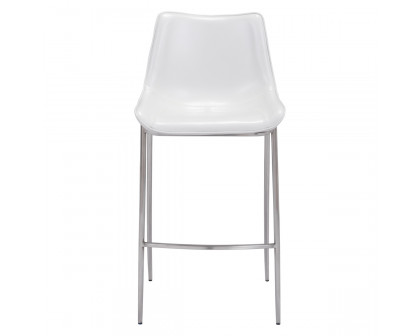 ZUO Magnus Bar Chair (Set Of 2) - White/Silver