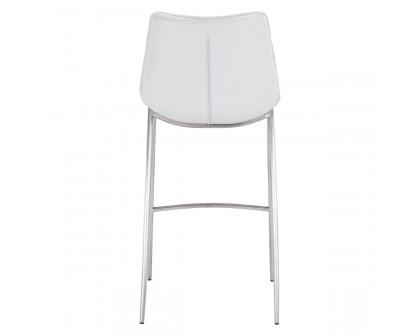 ZUO Magnus Bar Chair (Set Of 2) - White/Silver