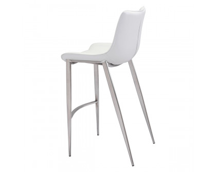 ZUO Magnus Bar Chair (Set Of 2) - White/Silver