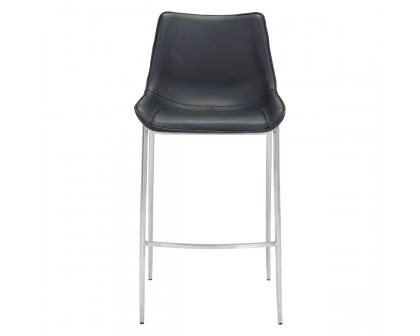 ZUO Magnus Bar Chair (Set Of 2) - Black/Silver