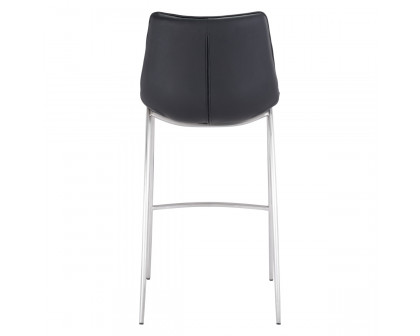 ZUO Magnus Bar Chair (Set Of 2) - Black/Silver