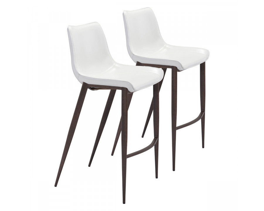 ZUO Magnus Bar Chair (Set Of 2) - White/Brown