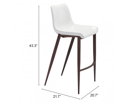 ZUO Magnus Bar Chair (Set Of 2) - White/Brown