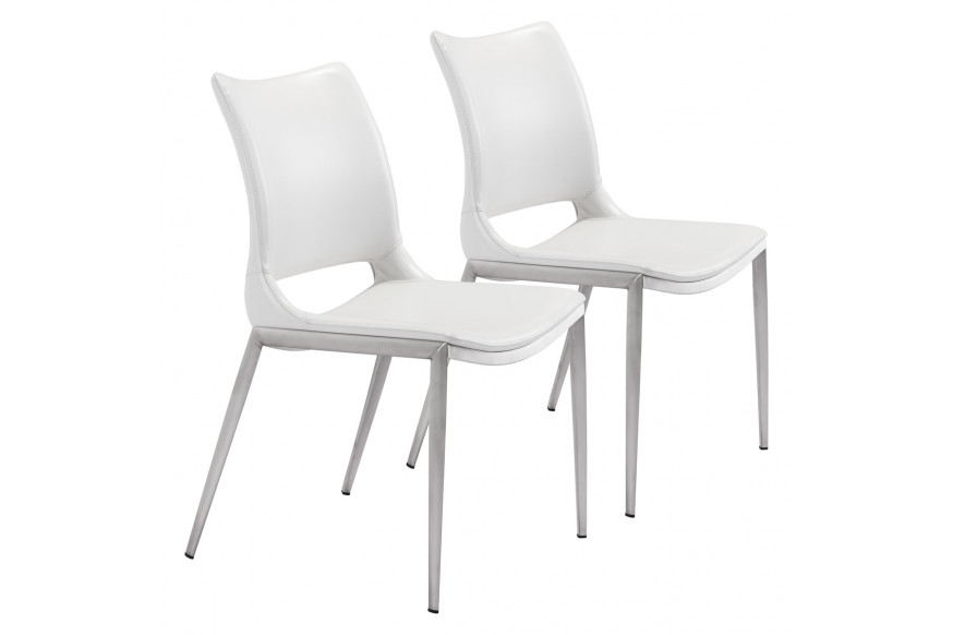 ZUO™ Ace Dining Chair (Set Of 2) - White/Silver