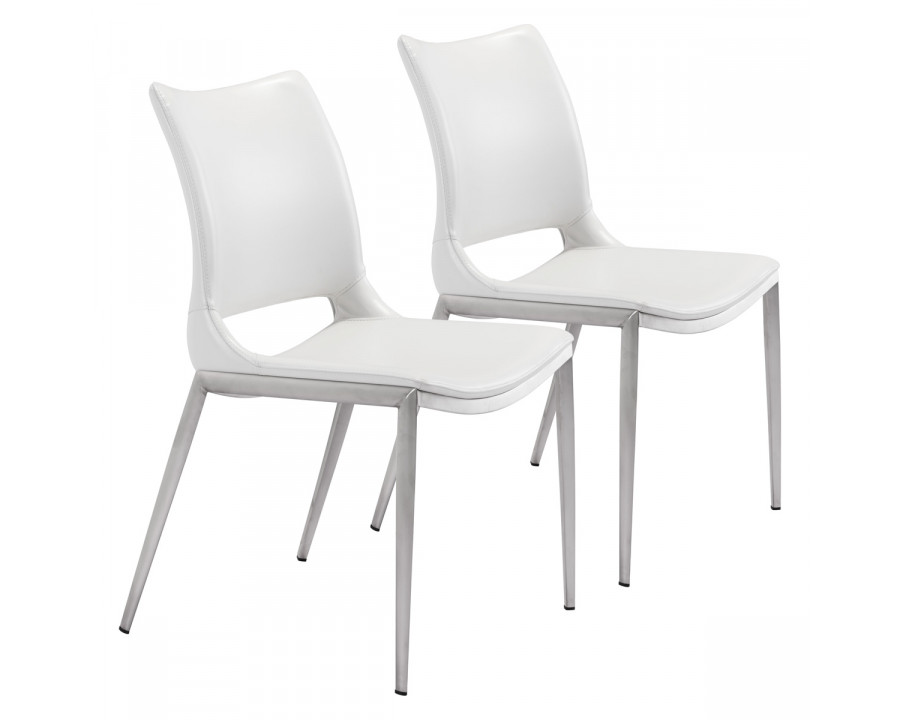 ZUO Ace Dining Chair (Set Of 2) - White/Silver