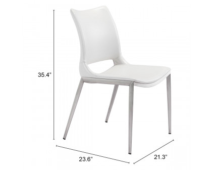 ZUO™ Ace Dining Chair (Set Of 2) - White/Silver