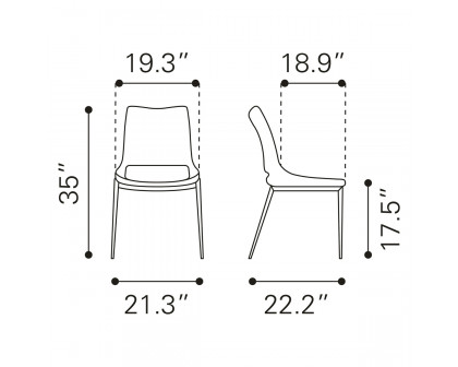 ZUO™ Ace Dining Chair (Set Of 2) - White/Silver