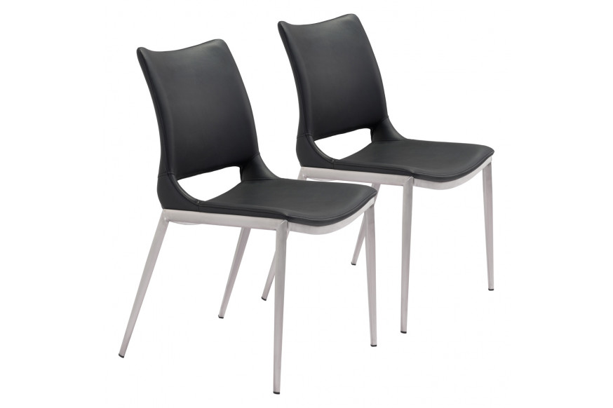 ZUO™ Ace Dining Chair (Set Of 2) - Black/Silver