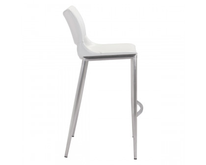 ZUO Ace Bar Chair (Set Of 2) - White/Silver