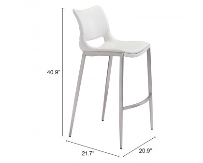 ZUO Ace Bar Chair (Set Of 2) - White/Silver