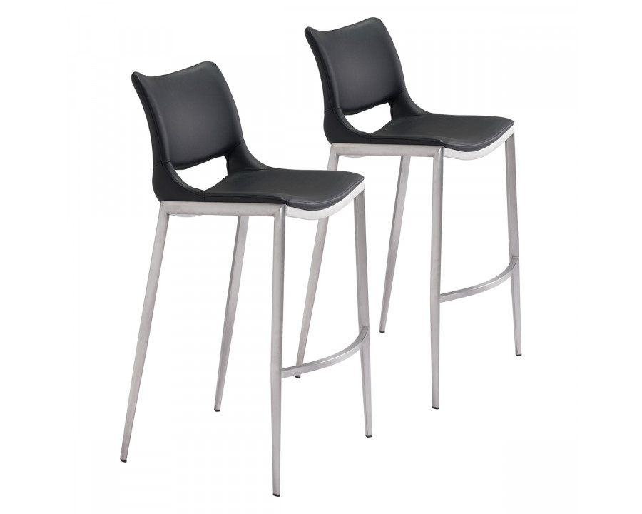 ZUO Ace Bar Chair (Set Of 2) - Black/Silver