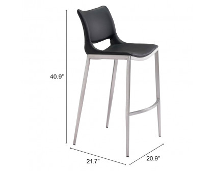 ZUO Ace Bar Chair (Set Of 2) - Black/Silver