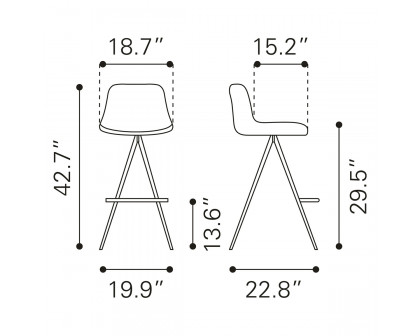 ZUO Aki Bar Chair (Set Of 2) - White/Black