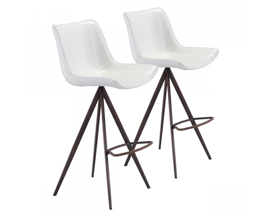 ZUO Aki Bar Chair (Set Of 2) - White/Dark Brown