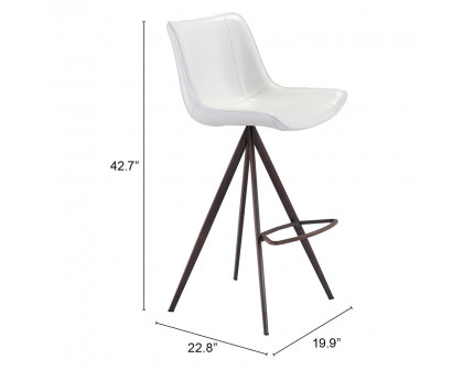 ZUO Aki Bar Chair (Set Of 2) - White/Dark Brown