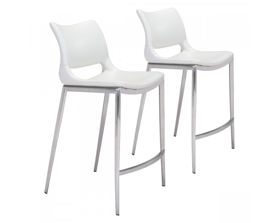 ZUO Ace Counter Chair (Set Of 2) - White/Silver